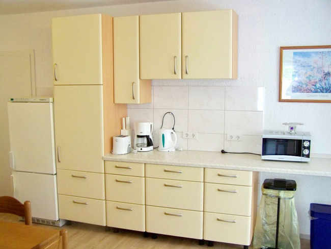 Ferienhaus 7 - Küche mit Geschirrspüler, Kühlschrank, Elektroherd mit Backofen, Mikrowelle